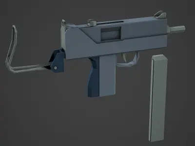 Stylized Mac-10 SMG Low Poly Mobile Ready Low-poly 3D model