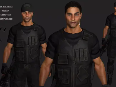 AAA 3D REALISTIC AFRICAN MALE CHARACTER-ARMY MILITARY ACTION WAR Low-poly 3D model