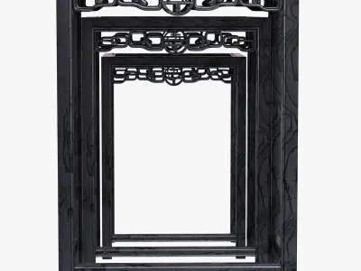Chinese Black Lacquered Nest of Three Side Tables 3D model