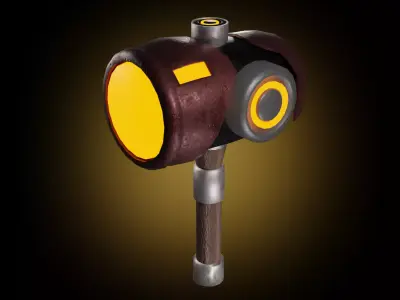 Blacksmiths sledgehammer in sci-fi and cartoon style Low-poly 3D model
