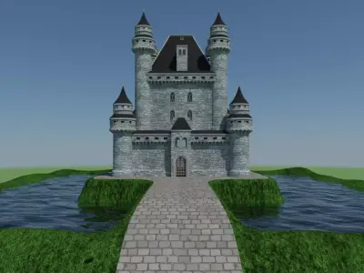 Castle in middle of grass 3D model