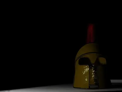 Armor Helmet Spartan Corintian with Hair 3D model