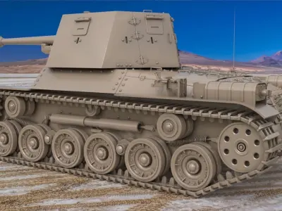 Tank Type 3 Ho Ni III Japan Clay Vray 3D model