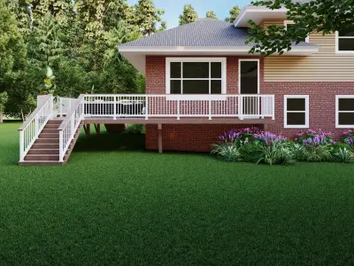 Modern Raised Deck and Backyard Patio Residential 3D Model Free 3D model