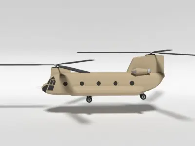 Low Poly Cartoon Boeing CH-47 Chinook Helicopter Low-poly 3D model