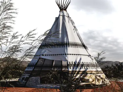 Red indian Tent 3D model