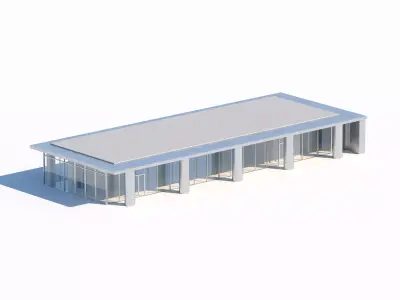 Contemporary glass office pavilion 3D model