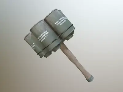 Stielhandgranate 2 pair of metal drums Free low-poly 3D model