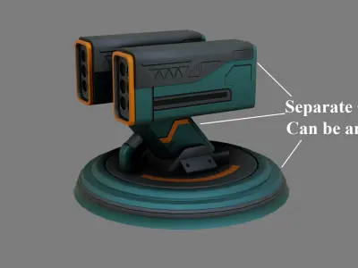 Sci-Fi Missile Launcher - Game Ready - PBR Low-poly 3D model