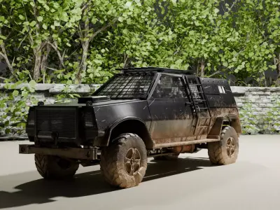 Classic car version DAKAR Rally modeling in blender Free low-poly 3D model