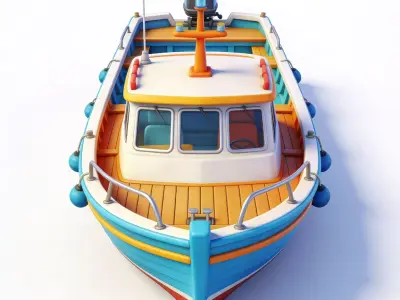 Stylized 3D Tropical Motorboat Model Low-poly 3D model
