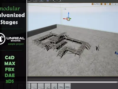 Modular Galvanized Stages Low-poly 3D model