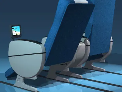 Plane train seats business class 3D model