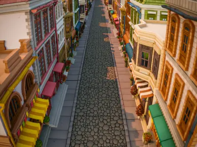 LOWPOLY CITY BUILDING STYLIZE PACK 8 BUILDING 3D Model Collection