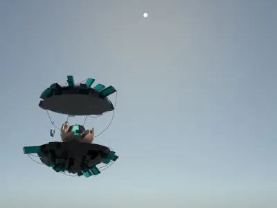 Space island with core and wires 3D model