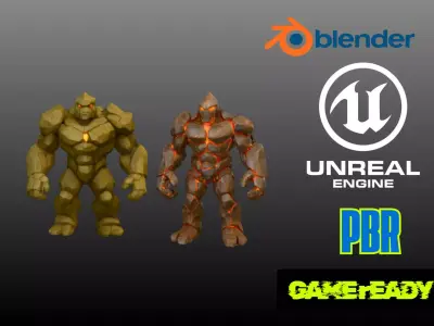 Elemental Rock Golems Free low-poly 3D model