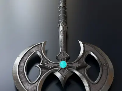 Fantasy Combat Sword-Poleaxe 3D model