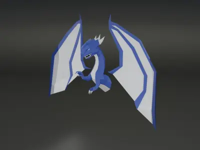 Low-poly blue Dragon 3D model