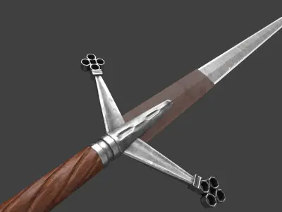 Low Poly Scottish Claymore Free low-poly 3D model