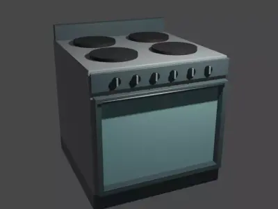 Low-poly oven stove with four burners Free low-poly 3D model