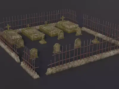 Graveyard kit Low-Poly 3d models Low-poly 3D model