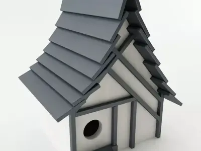 Birdhouse with roof 3D model