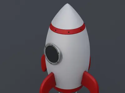 Cartoon Style Rocket Low-poly 3D model