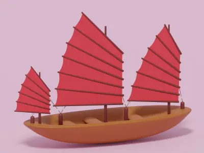 Asian Junk Ship 3D model