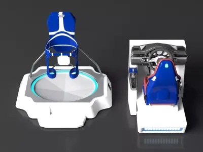Modern VR Treadmill and Racing Simulator Pack 3D model