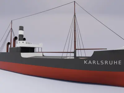 Simple model of Karlsruhe 1905 german cargo steamer ship 3D model