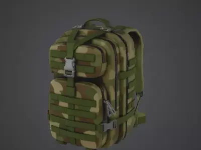Low Poly Tactical Camouflage Military Backpack Low-poly 3D model