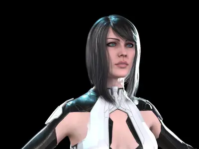 Cosmogirl humanoid robot Low-poly 3D model