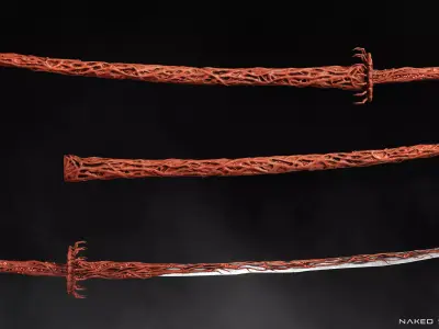 Insect Katana - Japanese Fantasy swords - Game ready 3D model Low-poly 3D model