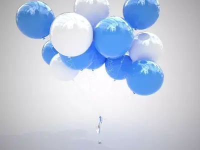 Colorful air balloons v2 3D model