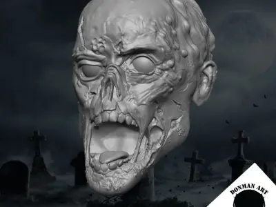 The Zombie V2 Head for 6 inch action figures 3D print model