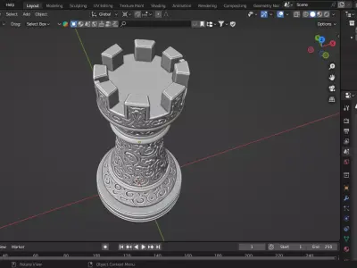 Medieval Rook Chess Piece 3D print model