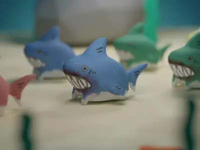 Lowpoly 3D Stuffed Shark Pack Low-poly 3D model