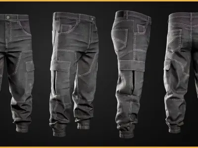 Modular Tactical Cargo Pants Low-poly 3D model purchase