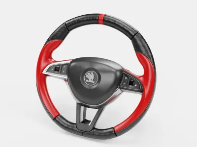 Red Cover Steering Wheel 3D model