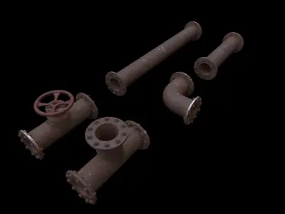 Industrial Pipes with 4K PBR texture -city props 3- Low-poly 3D model