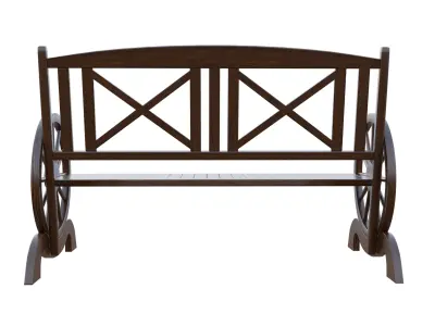Rustic Wooden Bench Low-poly 3D model