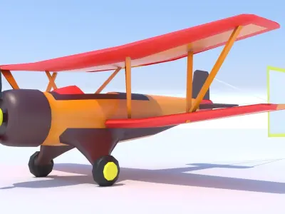 Biplane with a poster Stylized Low Poly  Low-poly 3D model