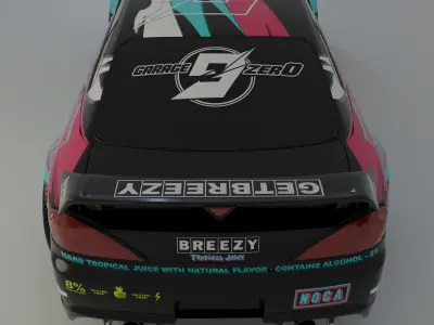 Breezy S15 Drift Car Rigged Free 3D model