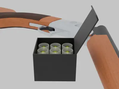 Break-Action Shotgun with Ammo Box - High-Quality 3D Model 3D model