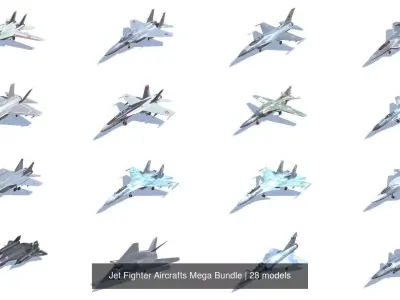 Jet Fighter Aircrafts Mega Bundle 3D Model Collection