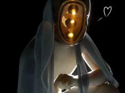 Sci-fi helmet design Low-poly 3D model