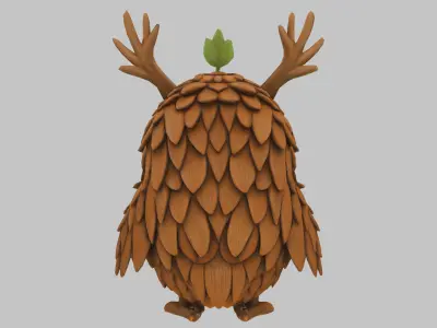 Pinecone Owl Low-poly 3D model