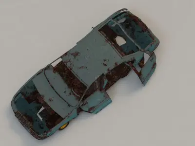 destroyed cars Low-poly 3D model