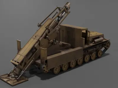 Type 4 Ha To Self-Propelled Mortar Low-poly 3D model