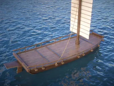 Korean Medieval Ship - Joseon Ferry model 3D model
